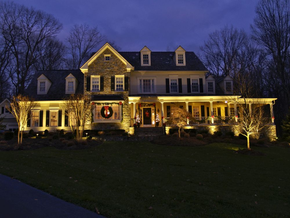 Outdoor lighting on house in Northern Virginia